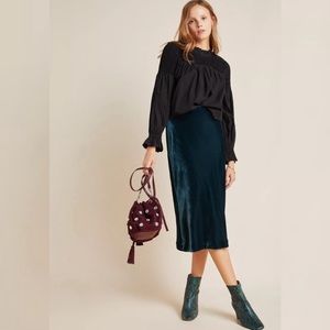 Anthropologie Kelly Velvet Midi Skirt NWT